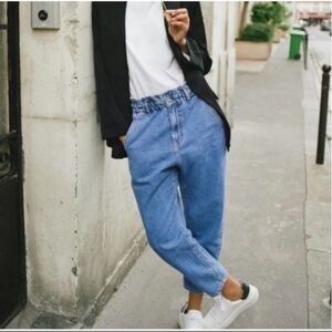 Zara Paper Bag Carrot Leg Baggy Jeans 0
